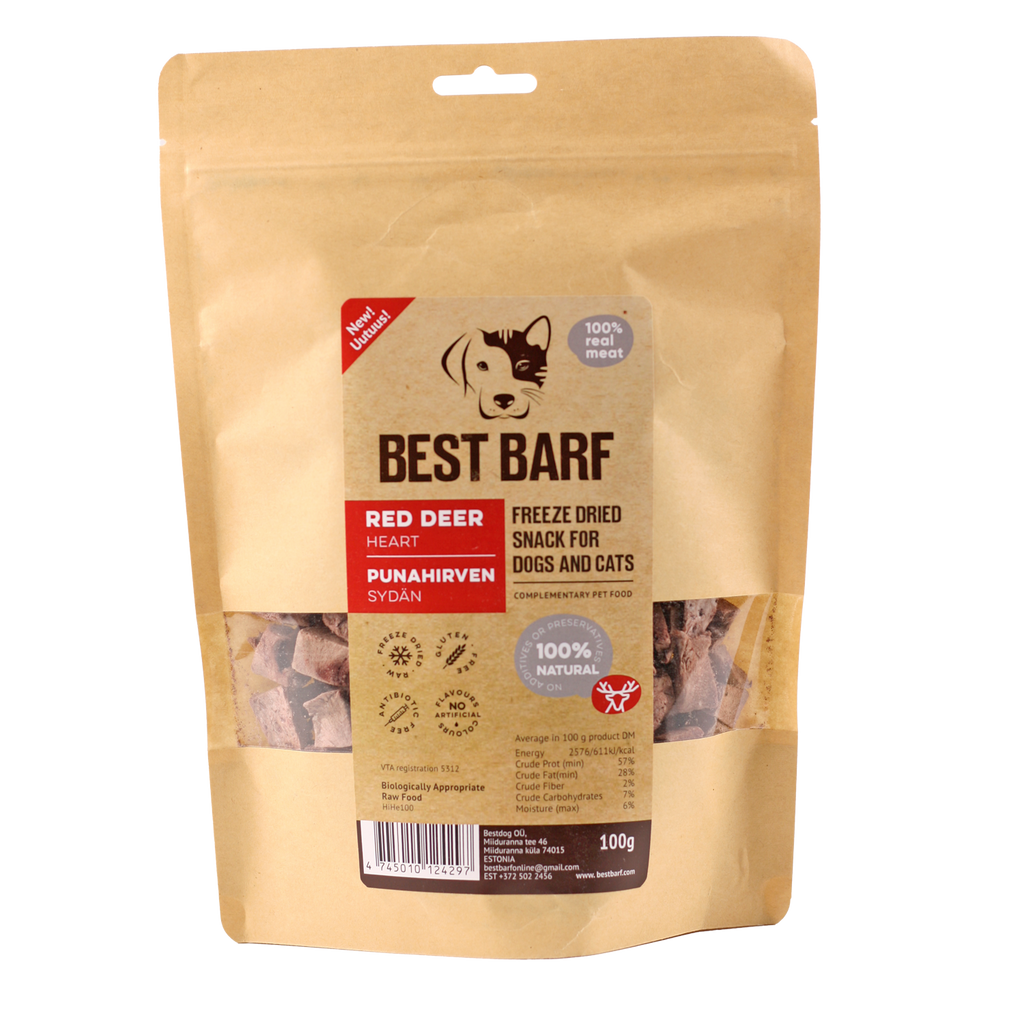 100% Natural Freeze-Dried Red Deer Heart Snacks