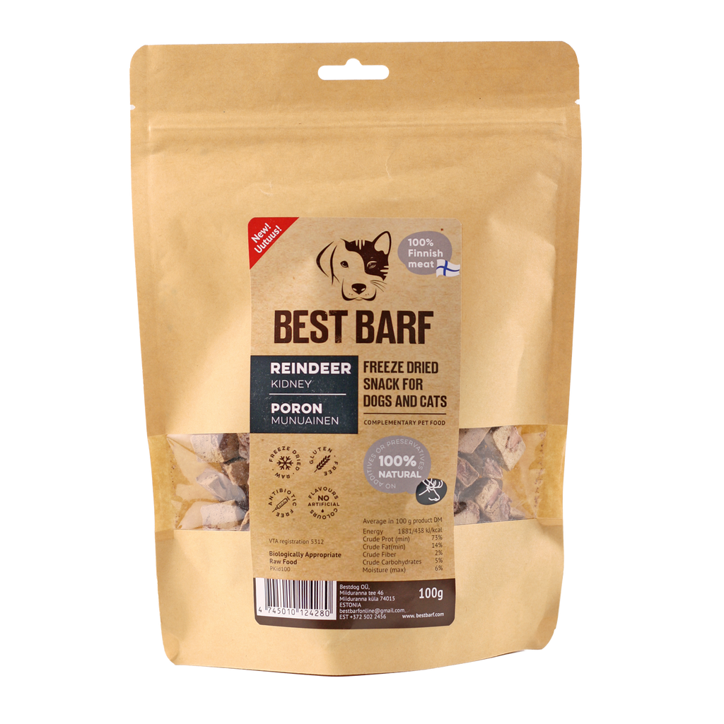 100% Natural Freeze-Dried Raw Reindeer Kidney Snacks