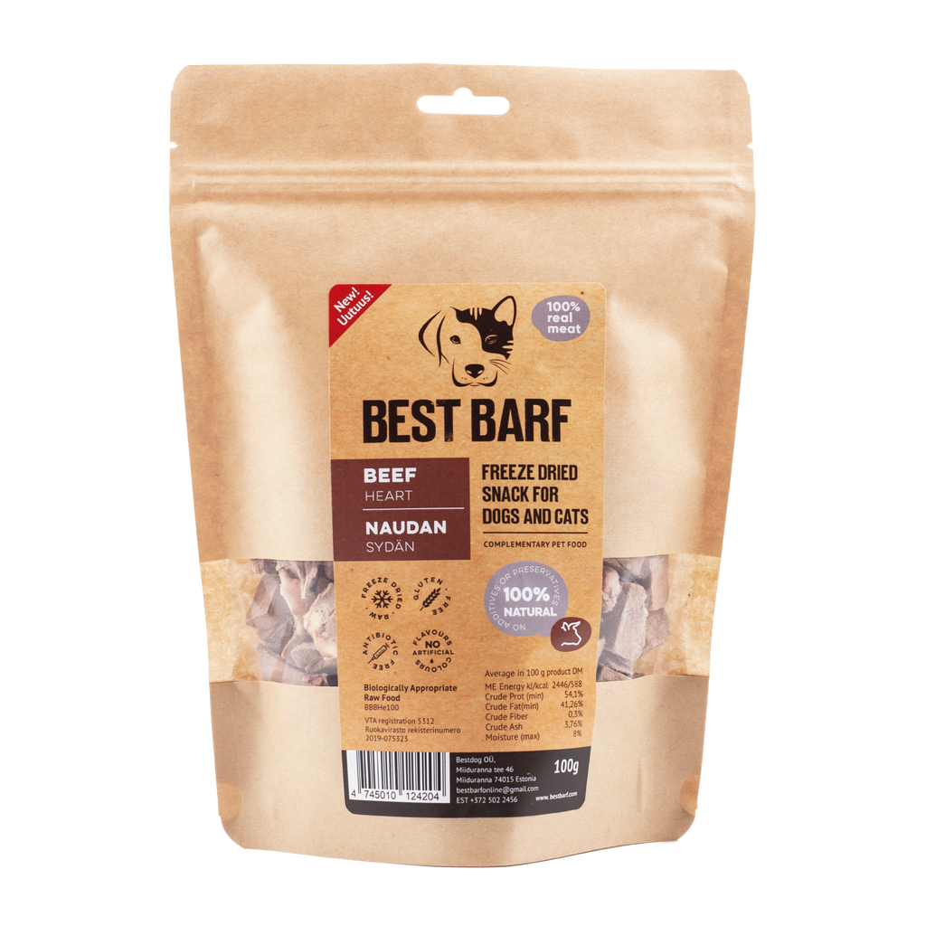 100% Natural Freeze-Dried Raw Beef Heart Snacks