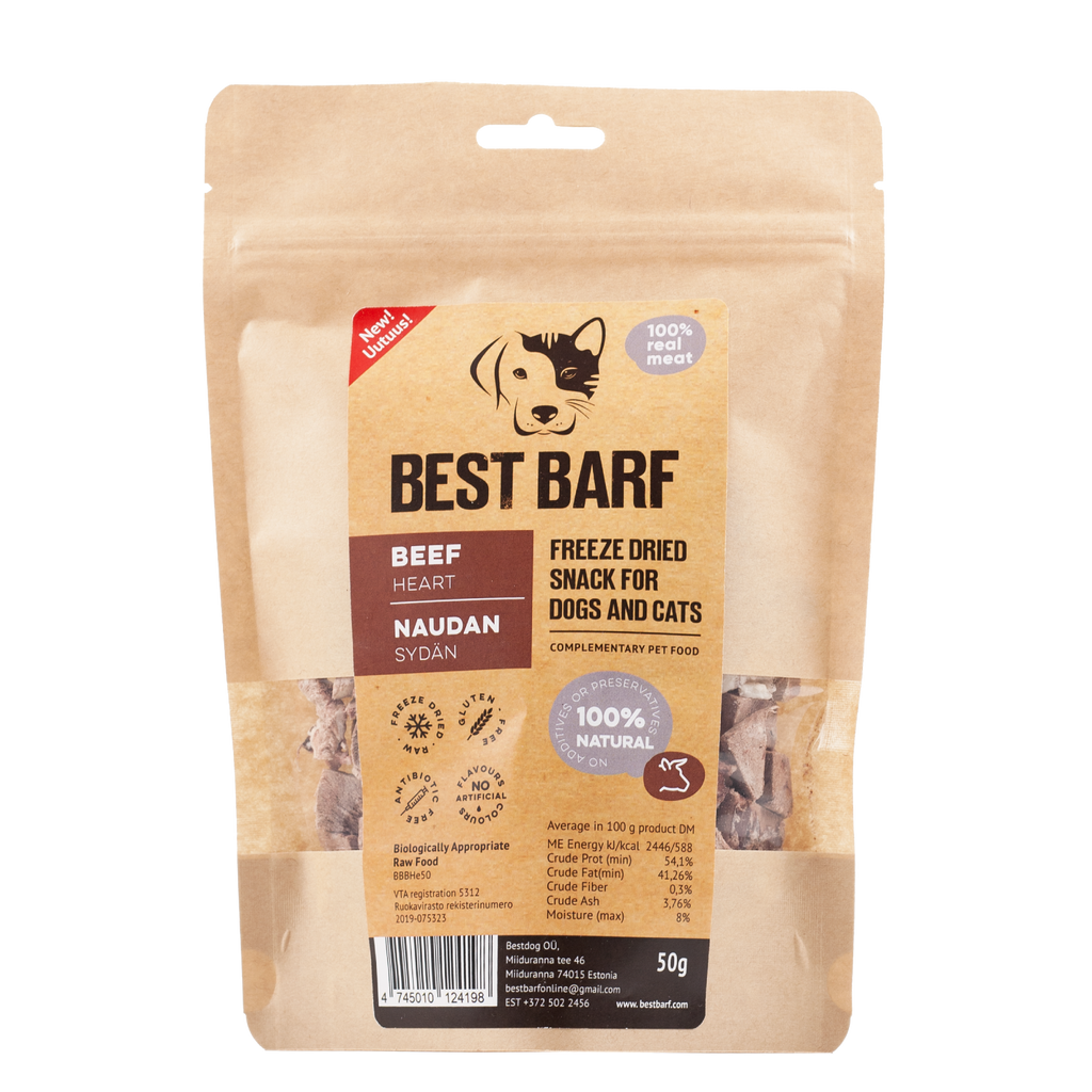 100% Natural Freeze-Dried Raw Beef Heart Snacks