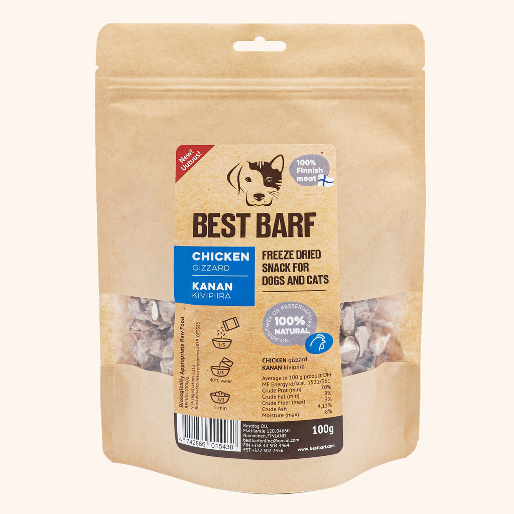 100% Natural Freeze-Dried Chicken Gizzard Snacks