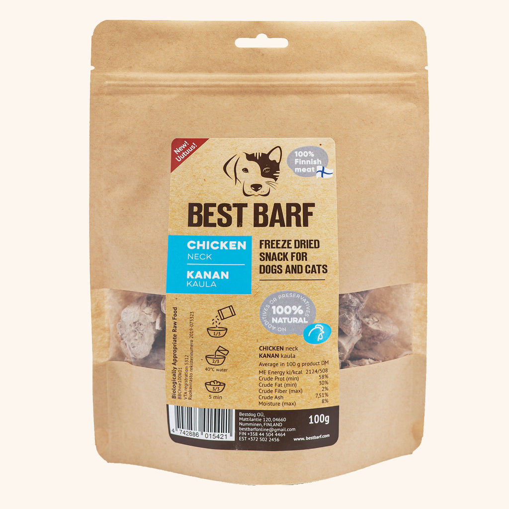 100% Natural Freeze-Dried Raw Chicken Neck Snacks