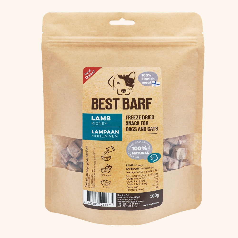 100% Natural Freeze-Dried Raw Lamb Kidney Snacks