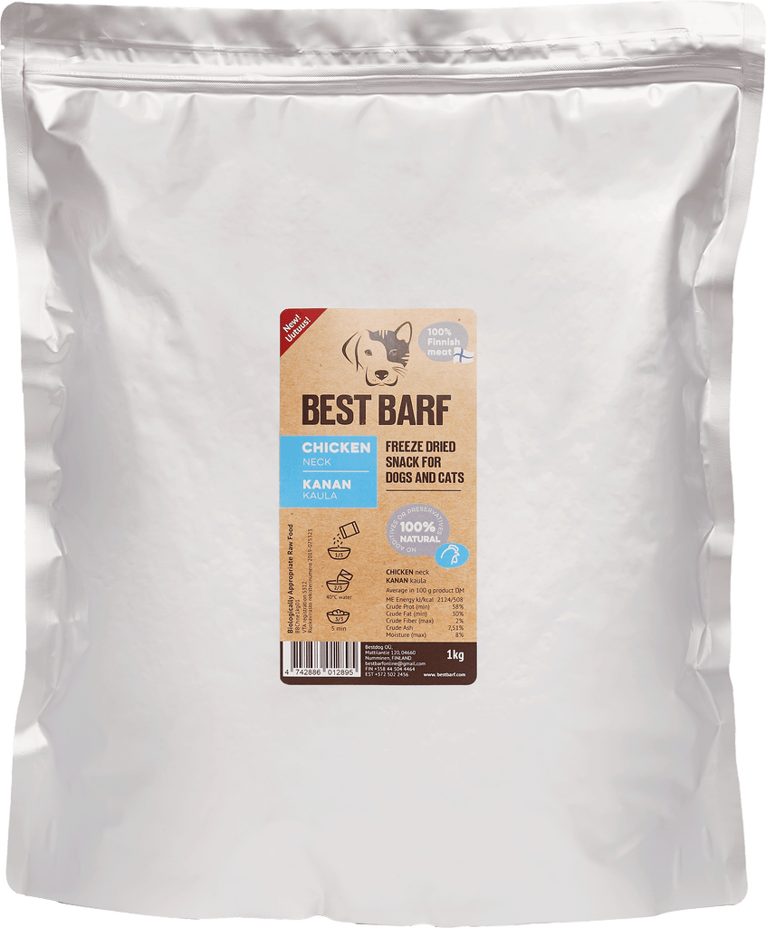 100% Natural Freeze-Dried Raw Chicken Neck Snacks