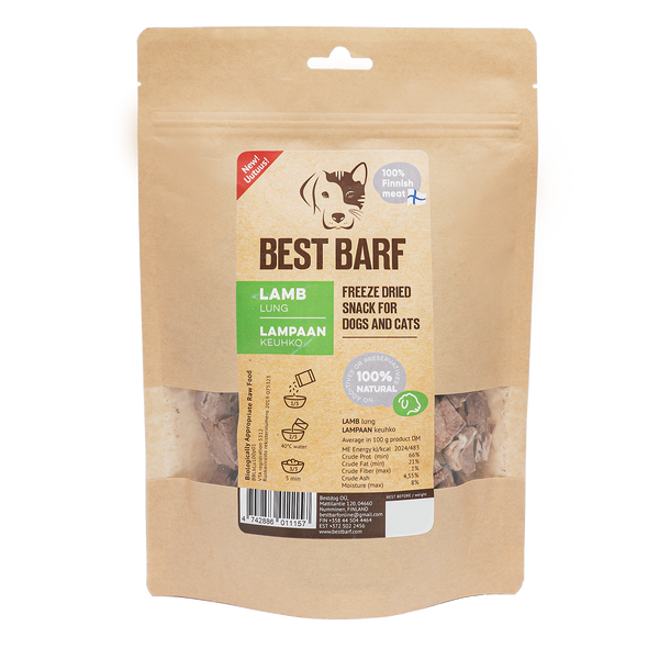 100% Natural Freeze-Dried Raw Lamb Lung Snacks