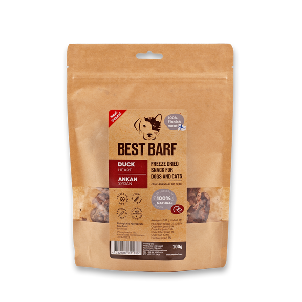 100% Natural Freeze-Dried Raw Duck Heart Snacks