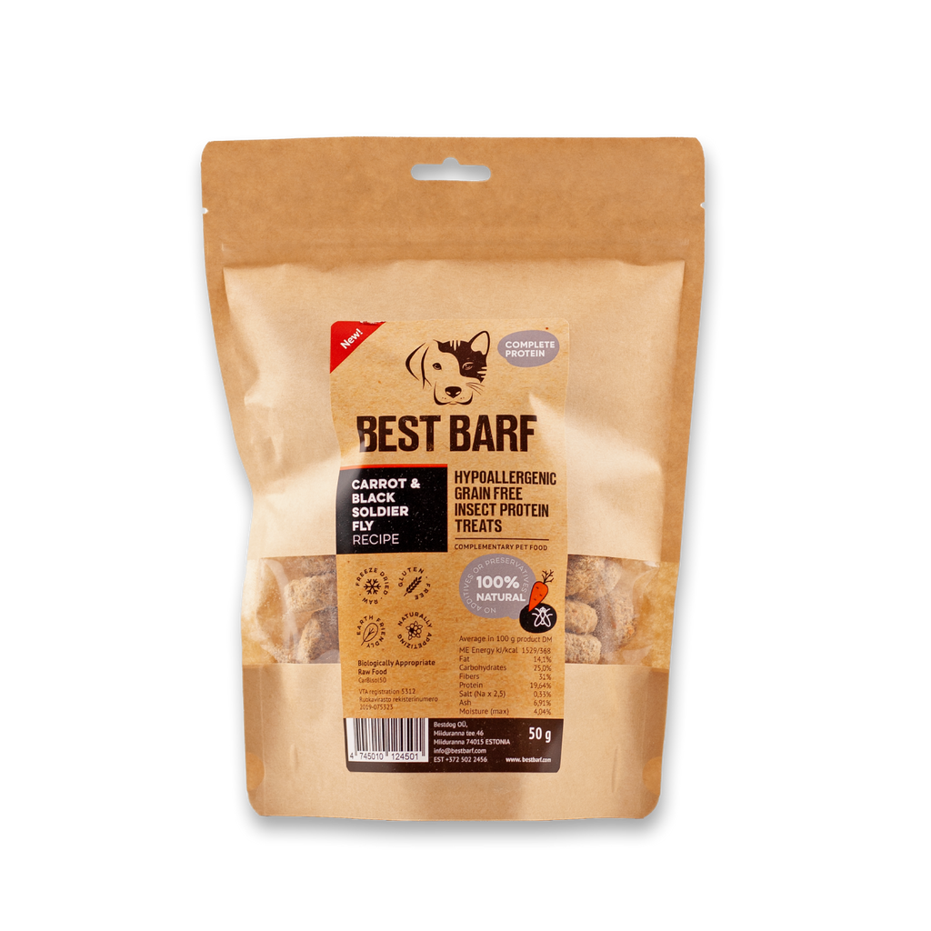 Hypoallergenic Grain-Free Insect Protein Snacks With Carrot