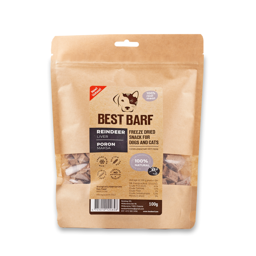 100% Natural Freeze-Dried Raw Reindeer Liver Snacks