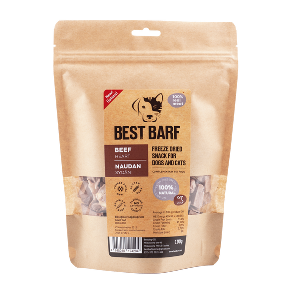 100% Natural Freeze-Dried Raw Beef Heart Snacks