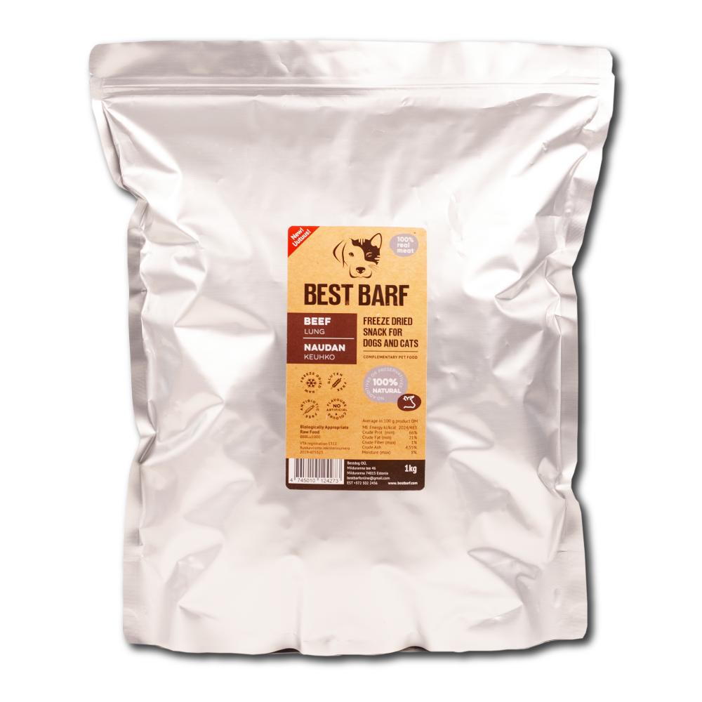 100% Natural Freeze-Dried Raw Beef Lung Snacks