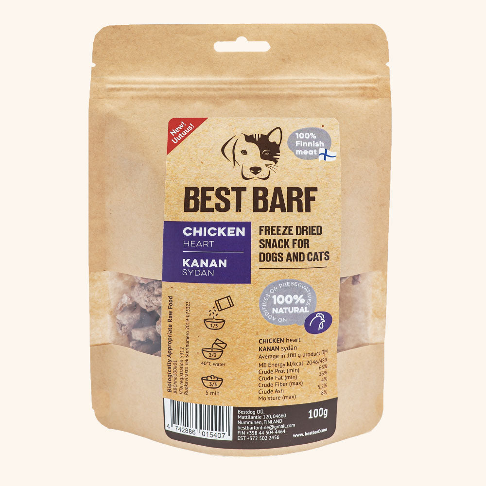 100% Natural Freeze-Dried Raw Chicken Heart Snacks