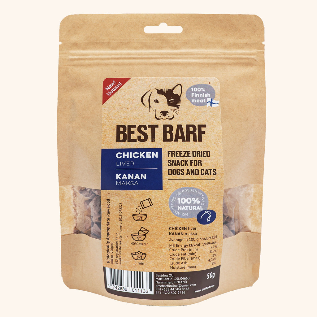 100% Natural Freeze-Dried Raw Chicken Liver Snacks