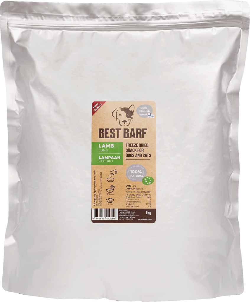100% Natural Freeze-Dried Raw Lamb Lung Snacks